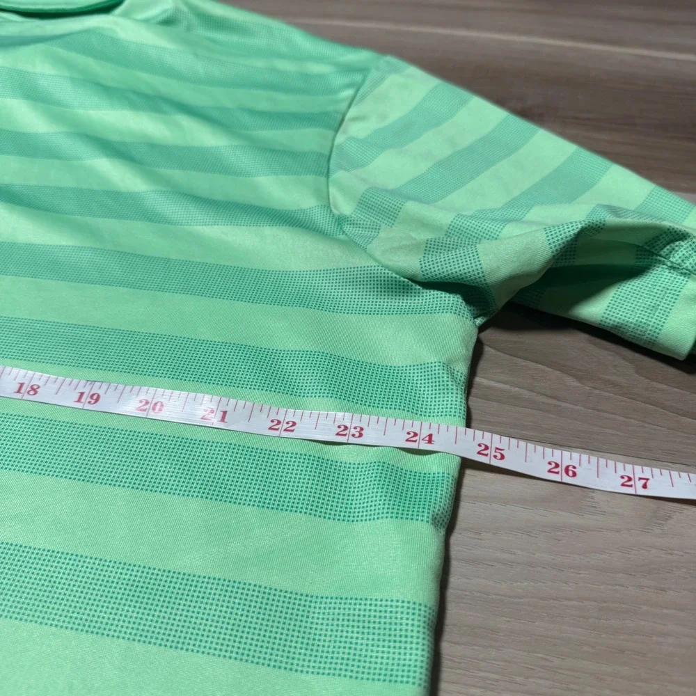 Adidas Golf Polo Mens XL Mint Green‎ Striped Climacool Short Sleeve Shirt XL